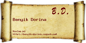 Benyik Dorina névjegykártya